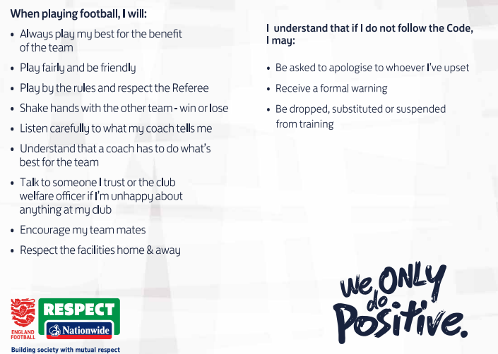 Respect code of conduct for young players